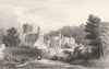 NORTHUMBERLAND. N W View of Brenckburn Priory, Northumberland 1832 old print