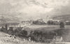 NORTHUMBERLAND. Hexham, From the West, Northumberland (Allom)  1832 old print