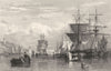 NORTHUMBERLAND. The Tyne from South Shields, Durham (Allom)  1832 old print