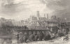 DURHAM. Durham, from the North East (Allom)  1832 old antique print picture