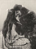 POLYNESIA.Maori method of greeting pressing Noses;flax cloak & huia feather 1900