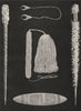 AUSTRALIA ABORIGINES.Magical pointing-bones stick;eagle hawk claws;Churinga 1900