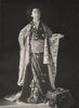 JAPAN. Bridal robe daimio daughter;scarlet crepe kimono;damask satin mantle 1900