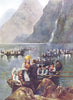 NORWAY. A Wedding procession, Norway; on the water. Boats. Bridal crown 1900