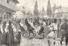 SERBIA. Balkan Peninsula. Sword dance in; Kollo (circle)  1900 old print