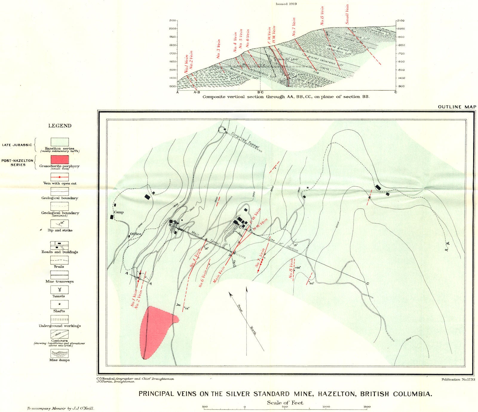 BRITISH COLUMBIA. Main Veins silver standard mine, Hazelton. Geological ...