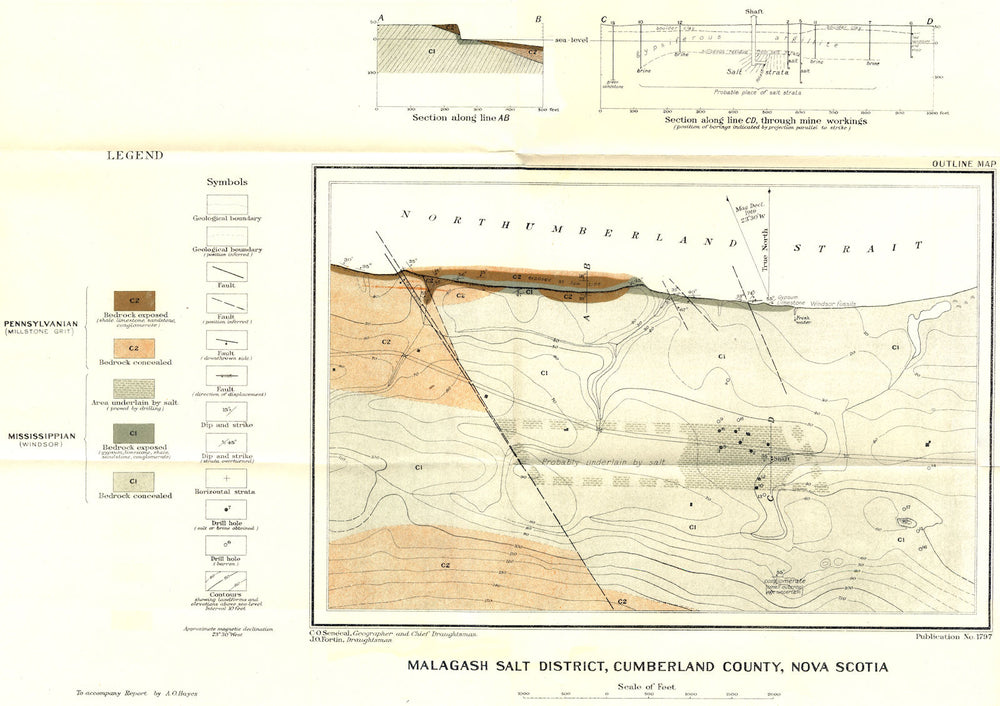 CANADA. Malagash salt district, Cumberland county, Nova Scotia. Geology 1920 map