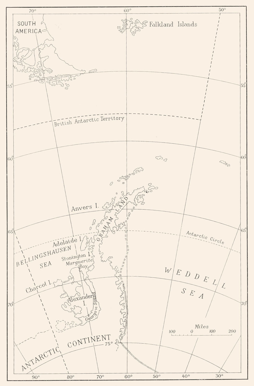BRITISH ANTARCTIC TERRITORY.Graham Land Charcot Alexander Island  RGS map 1963