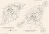 WORLD Equal area map.Polar case(North pole);Oblique(London)land hemisphere 1949