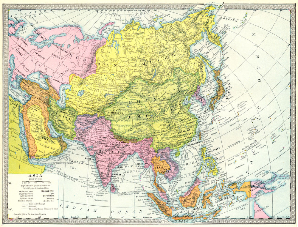 ASIA political. British India Siam Turkish Empire East Indies 1907 old map
