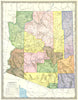 ARIZONA state map. Counties 1907 old antique vintage plan chart