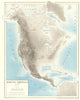 North America (Relief). Mountains. Rivers 1907 old antique map plan chart