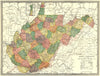 WEST VIRGINIA state map. Counties 1907 old antique vintage plan chart