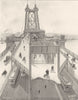 NEW YORK CITY. Williamsburg Bridge rail road cycle paths horse carts trams 1907