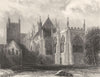 DEVON. Exeter Cathedral, from the Bishops garden c1842 old antique print