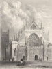 DEVON. Exeter Cathedral, West front c1842 old antique vintage print picture
