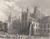 CAMBRIDGESHIRE. Ely Cathedral, North West view c1842 old antique print picture