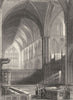 WORCESTERSHIRE. Worcester Cathedral, the Choir c1842 old antique print picture