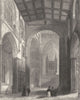 YORKSHIRE. Ripon Cathedral, the Nave c1842 old antique vintage print picture