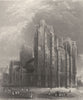 SOMERSET. Wells Cathedral, West front shewing the Porch transept &c c1842