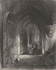 SOMERSET. Wells Cathedral, Entrance to the Crypt c1842 old antique print
