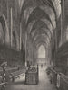YORKSHIRE. York Cathedral, Choir looking East c1842 old antique print picture