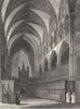 LINCOLNSHIRE. Lincoln Cathedral, Choir looking west c1842 old antique print