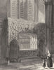 LINCOLNSHIRE. Lincoln Cathedral, Bishop Longland's monument c1842 old print