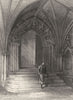 NORFOLK. Norwich Cathedral, Entrance to the Cloisters c1842 old antique print