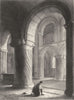 NORFOLK. Norwich Cathedral, View across the Nave c1842 old antique print