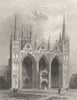 CAMBRIDGESHIRE. Peterborough Cathedral, West front c1842 old antique print
