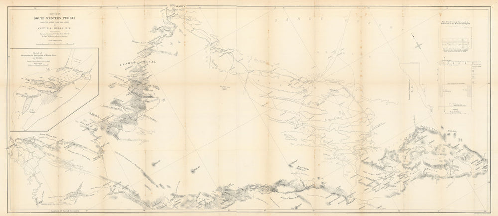 Routes in South Western Persia surveyed 1881/2. Iran. RGS/H.L. Wells 1883 map