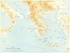 Italian Campaign in Greece. Greco-Italian War Theatre 1940 WW2. Aegean 1954 map