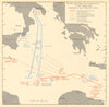 2nd Battle of Sirte 21-23 March 1942. British Italian fleet movements 1960 map