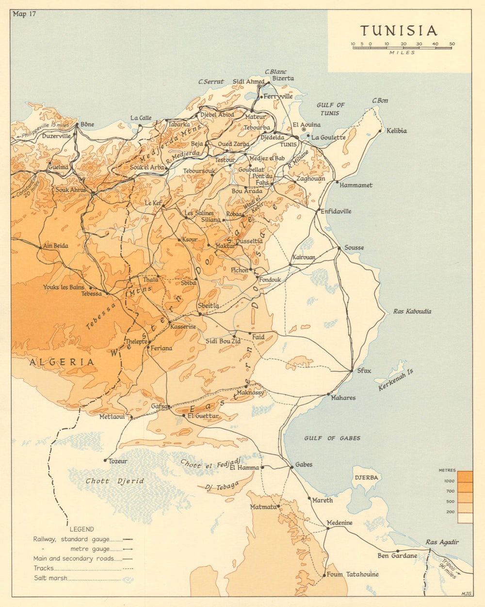 Tunisia in 1942. Operation Torch. World War 2 1966 old vintage map plan chart