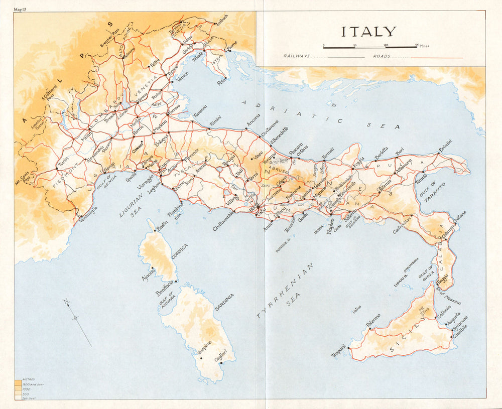 ITALY. The Breaking of the Rome-Berlin Axis. Italy 1973 old vintage map chart