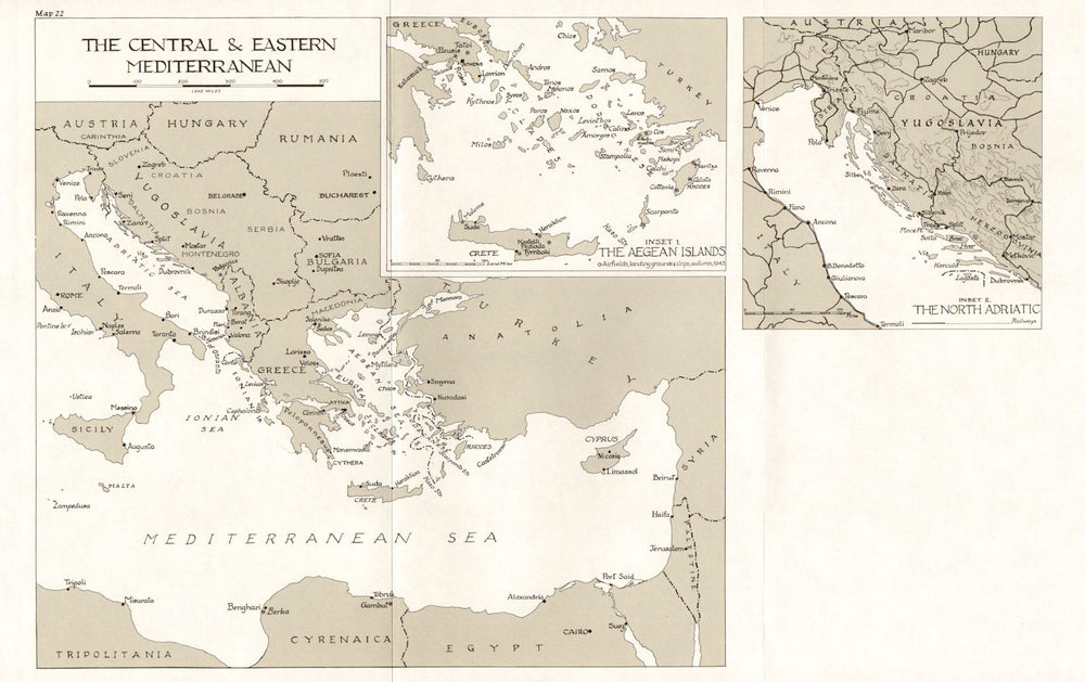 MEDITERRANEAN.Naval activity, June-Oct 1943.Centre east;Aegean;Adriatic 1973 map