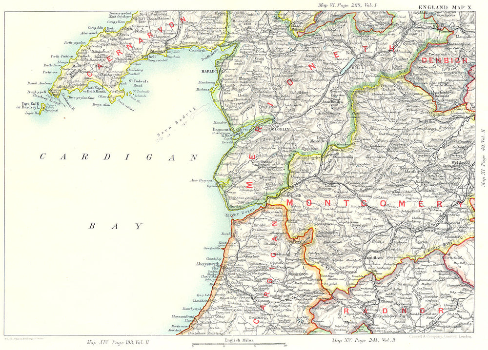 CARDIGAN BAY. Llyn Peninsula Caernarfon Merionethshire Montgomeryshire 1893 map