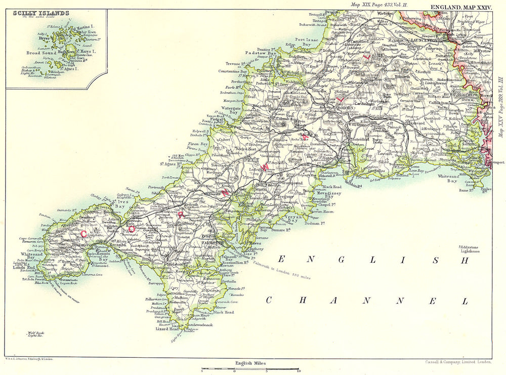 CORNWALL & SCILLY ISLES. Falmouth Fowey Padstow Mevagissey Bodmin 1893 old map