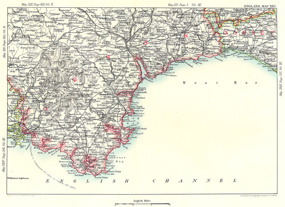SOUTH DEVON COAST & DARTMOOR. Salcombe Torbay Exeter Plymouth Dartmouth 1893 map