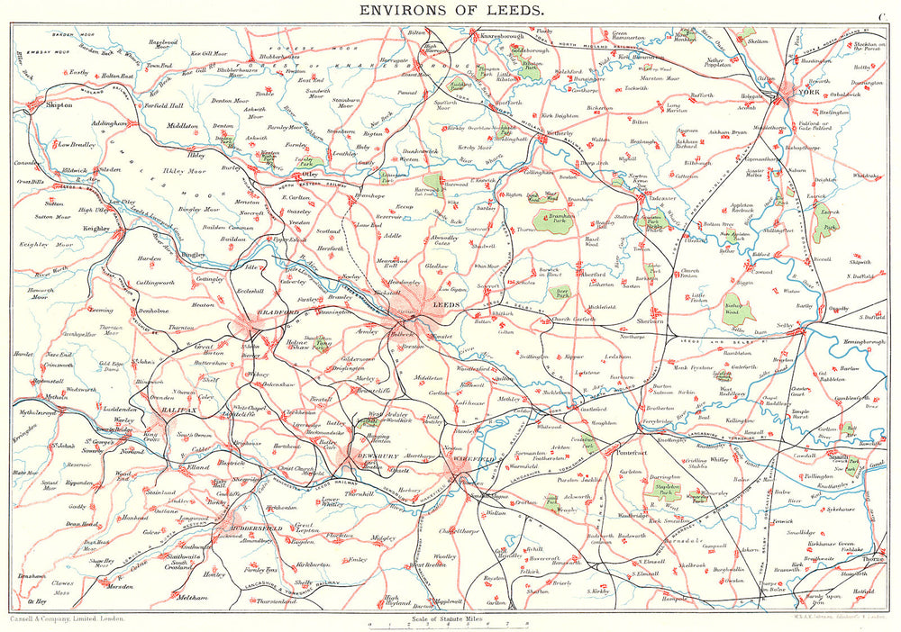 WEST YORKSHIRE. Leeds Bradford Halifax Wakefield Huddersfield York 1893 map