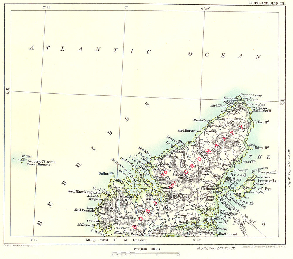 ISLE OF LEWIS. Hebrides. Ross & Cromarty. Stornoway The Minch Sheabost 1893 map