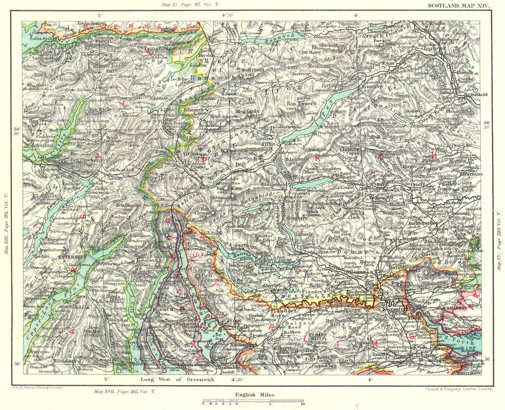 ARGYLL STIRLINGSHIRE & PERTHSHIRE. Loch Lomond Tay Fyne Rannoch Katrine 1893 map