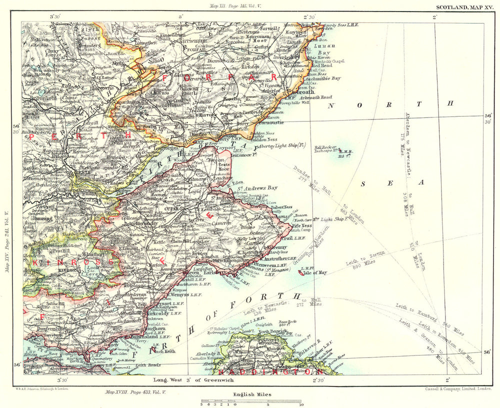 Forfar Town Map FIRTHS OF FORTH & TAY.Fife Perth Kinross Dundee Angus Forfar Carnoustie ...