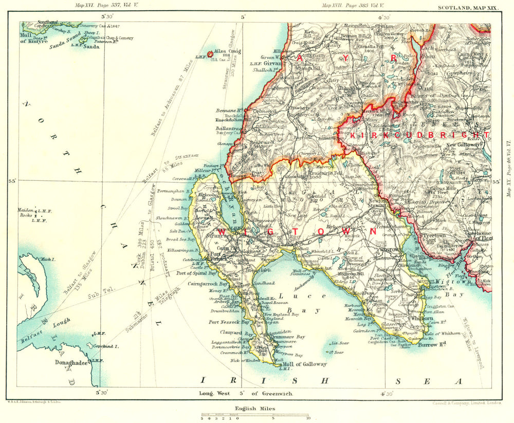 GALLOWAY & AYRSHIRE.Wigtownshire Kirkcudbrightshire Stranraer 1893 old map