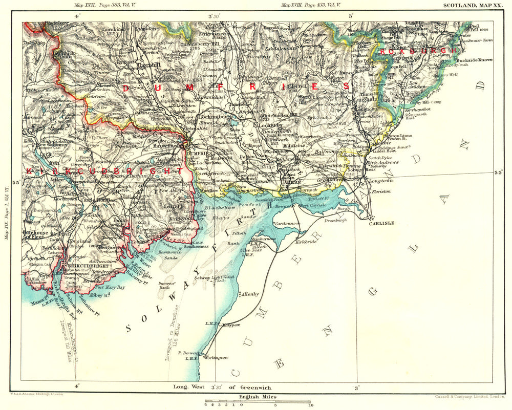 SOLWAY FIRTH. Dumfries & Galloway. Kirkcudbrightshire Dumfriesshire 1893 map