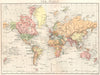 WORLD. The World. Stanford 1892 old antique vintage map plan chart