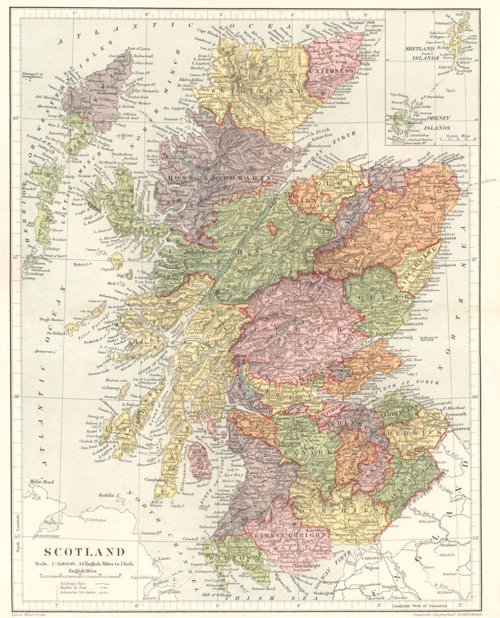 SCOTLAND. Scotland; Inset map of Shetland Islands. Stanford 1892 old