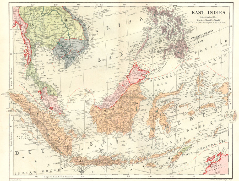 ASIA. East Indies Indonesia Malaya Malaysia Philippines Timor. Stanford 1892 map