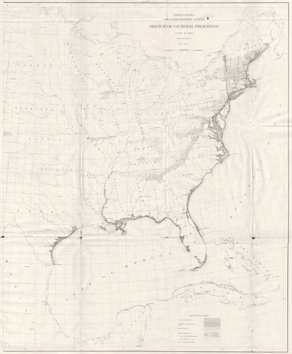 USA. USCGS US Coastal & Geodetic survey 1881 Eastern sheet 1881 old map
